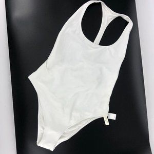 aerie White Ribbed One-Piece Swimsuit
